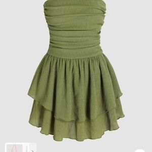 BNWOT! Cider Olive Strapless Layered Dress